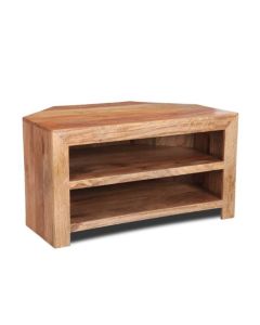 Light Mango Wood Corner TV Stand