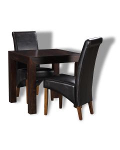 Mango 80cm Dining Table and 2 Leather Dining Chairs