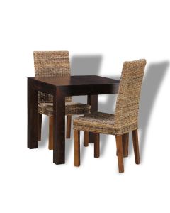 Mango Wood 80cm Dining Table & 2 Rattan Dining Chairs