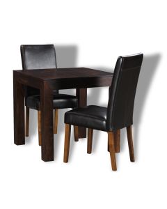 Mango 80cm Dining Table and 2 Leather Dining Chairs