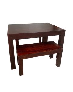 Mango Wood 120cm Dining Table & 2 Mango Wood Benches