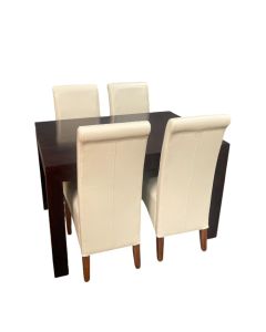 Mango Wood 120cm Dining Table & 4 Rollback Dining Chairs