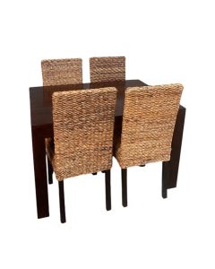 Mango Wood 120cm Dining Table & 4 Rattan Dining Chairs