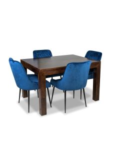 Mango 120cm Dining Table & 4 Henley Velvet Chairs