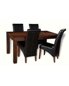 Mango Wood 160cm Dining Table & 4 Rollback Chairs