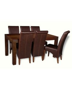 Mango 180cm Dining Table & 6 Rollback Chairs