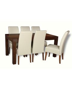 Mango 160cm Dining Table & 6 Rollback Chairs