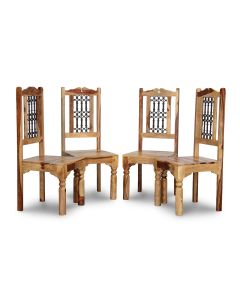 Set of 4 Jali Light Dining Chairs - In Stock