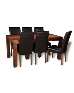 Mango Wood 160cm Dining Table & 6 Barcelona Chairs (2 Colours) - In Stock