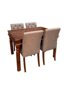 Jali 120cm Dining Table & 4 Milan Button Dining Chairs