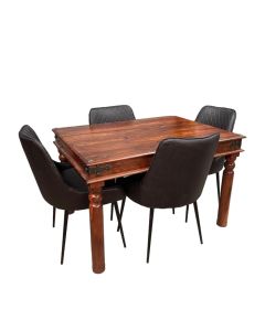 Jali 120cm Dining Table & 4 Henley Faux Leather Dining Chairs