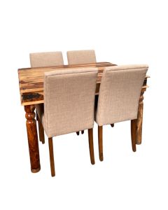 Jali Light 120cm Dining Table & 4 Milan Dining Chair