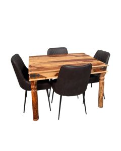 Jali Light 120cm Dining Table & 4 Henley Faux Leather DIning Chair