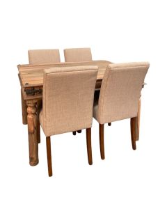 Jali Natural 120cm Dining Table & 4 Milan Dining Chairs