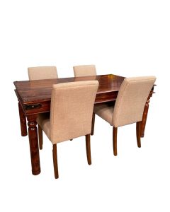 Jali 160cm Dining Table & 4 Milan Fabric Dining Chairs