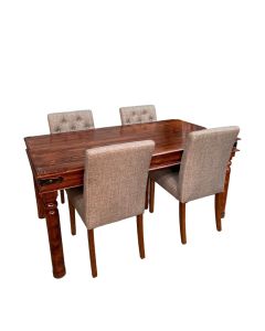 Jali 160cm Dining Table & 4 Milan Button Dining Chairs