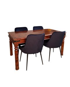 Jali 160cm Dining Table & 4 Henley Velvet Dining Chairs