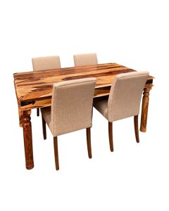 Jali Light 160cm Dining Table & 4 Milan Dining Chairs