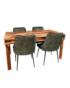 Jali Light 160cm Dining Table & 4 henley Velvet Dining Chairs