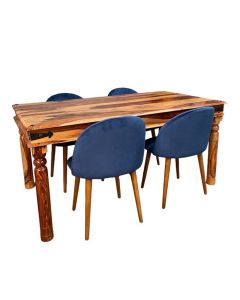 Jali Light 160cm Dining Table & 4 Zena Dining Chairs