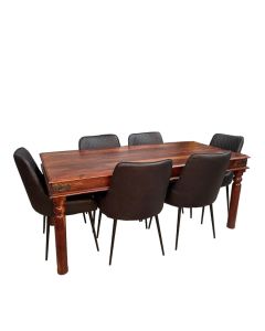 Jali 180cm Dining Table & 6 Henley Faux Leather Dining Chairs