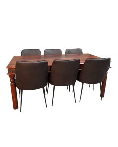 Jali 180cm Dining Table & 6 Henley Faux Leather DIning Chairs