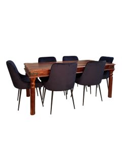 Jali 180cm Dining Table & 6 Henley Velvet Dining Chairs
