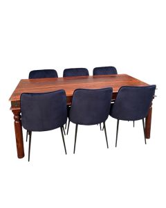 Jali 180cm Dining Table & 6 Henley Velvet Dining Chair