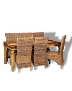 Large Jali Light Dining Table & 6 Rattan Dining Chairs