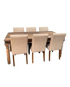 Jali Natural 180cm Dining Table & 6 Milan Dining Chairs