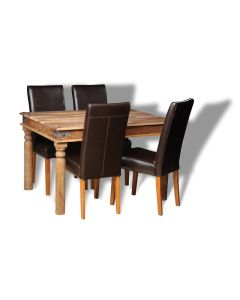Small Jali Natural Dining Table & 4 Barcelona Chairs