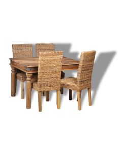 Jali Natural 120cm Dining Table & 4 Rattan Chairs (3 Styles) - In Stock