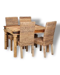 Jali Light 120cm Dining Table & 4 Rattan Chairs