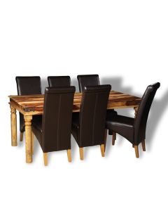 Large Jali Light Dining Table & 6 Rollback Chairs