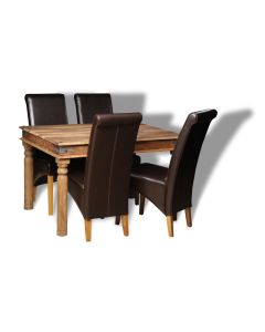 Small Jali Natural Dining Table & 4 Rollback Chairs
