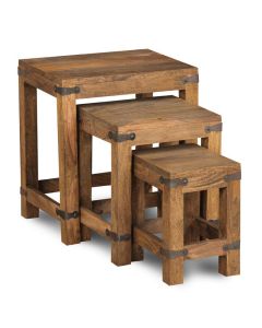 Jali Natural Nest of 3 Coffee Tables