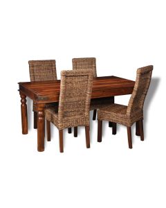 Jali Dining Table & 4 Rattan Chairs