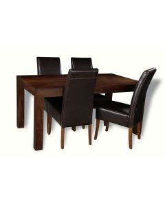 Mango Wood 160cm Dining Table & 4 Madrid Chairs (3 Colours) - In Stock