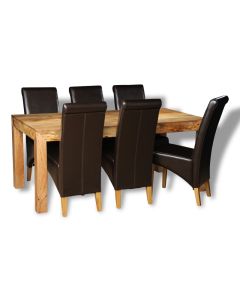 Dakota Light 180cm Dining Table and 6 Rollback Chairs