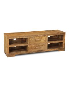 Light Mango Wood 170cm 2 Drawer Media Unit