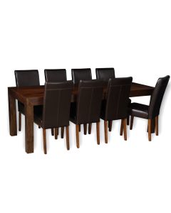 Mango Wood 220cm Dining Table & 8 Barcelona Chairs