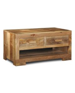 Light Mango Wood 2 Drawer Coffee Table