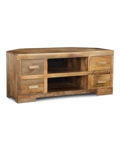 Light Mango Wood Corner TV Unit