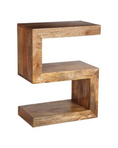 Light Mango Wood 'S' Shaped Side Table 