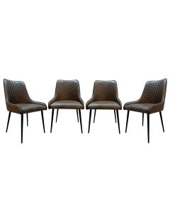 Set of 4 Henley Faux Leather Dining Chairs - In Stock