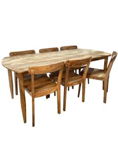 Scandi Mango 190cm Dining Table and 6 scandi mango chairs