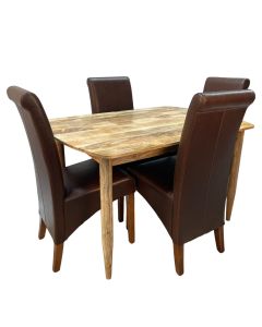 Scandi Mango 130cm Dining Table and 4 Rollback Chairs