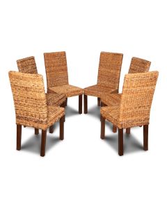 Set of 6 Dark Leg Havana Rattan Dining Chairs - In Stock