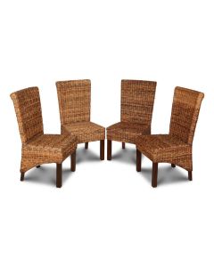 Set of 4 Rattan Rollback Chairs - In Stock