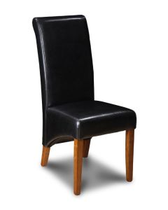 Black Leather Rollback Dining Chair